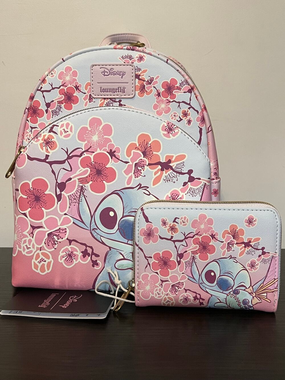 Loungefly Disney Stitch & Scrump Cherry Blossoms Mini Backpack & Wallet